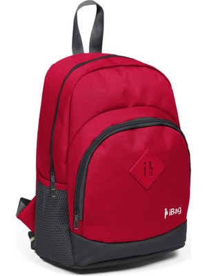 Kırmızı Gri Renkli Iki Bölmeli Mini Sırt Çantası, Unisex Kullanıma Uygun