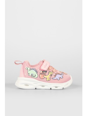 Dino Işıklı Kız Bebek Pudra Spor Ayakkabı