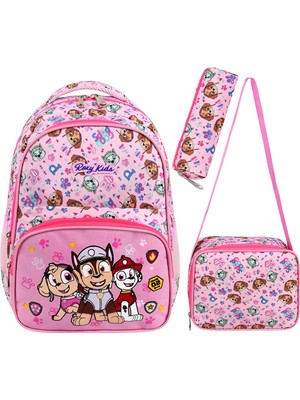 Sevimli Paw Patrol 3'lü Okul Seti, Çanta, Beslenme Çantası ve Kalem Kutusu