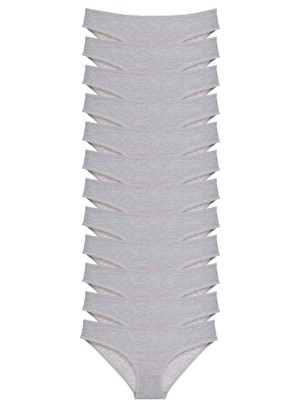 12 Adet Süper Eko Set Likralı Kadın Slip Külot Gri