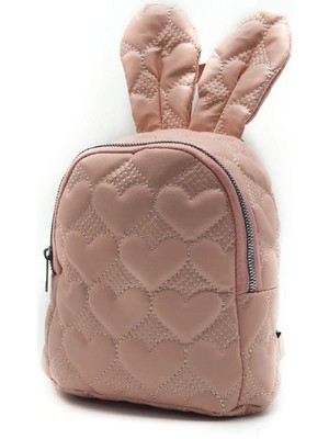 Pembe Tavşan Kulaklı Kalp Şekilli Kız Çocuk Çantası, Kreş ve Günlük Kullanım