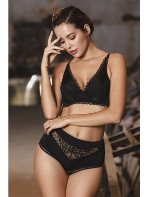 Golshan Giorgia Control Slip,yüksek Bel Kadın Dantelli Siyahkülot