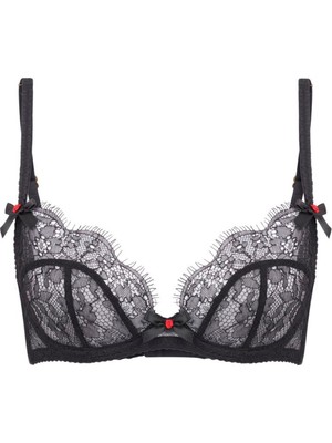 Lorna Siyah Dantelli Plunge Sütyen - Üç Parçalı Kupa, Avusturya Nakışı, Ince Fransız Dikiş