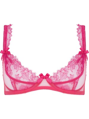 Willa Sütyen Pembe Italyan Tül, Leavers Dantel Detaylı, Desteksiz Şeffaf Elegan Iç Giyim