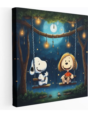 Popcas Snoopy Kanvas Tablo - Salıncak Seti Duvar Sanatı - Snoopy Duvar Dekoru Kanvas Tablo Duvar Sanatı