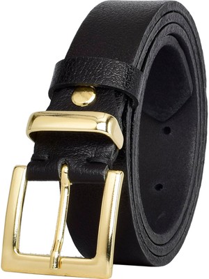 %100 Hakiki Deri, Gold Takım Tokalı 3 cm Siyah Kadın Kemeri; Elbise, Pantolon Kemeri=3cm-Kdn-47
