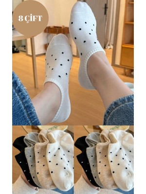 Trampler Kadın 8 Çift Puantiyeli Çorap Renkli Görünmez Babet Çorap