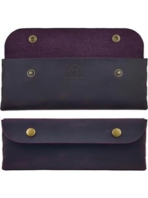 El Yapımı Hakiki Deri Renkli Kalemlik, Ofis ve Iş Için Şık Küçük Kalem Kutusu