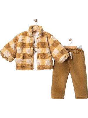 Peluş Ceketli  3'lü Erkek Bebek Takım