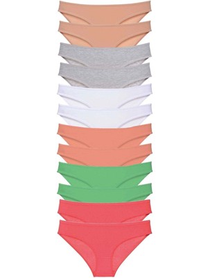 12 Adet Süper Eko Set Likralı Kadın Slip Külot Set 6