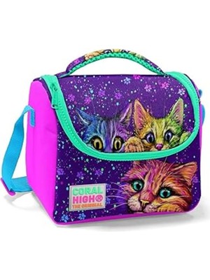 Pembe Mor Kedili Çocuk Beslenme Çantası, Termo Yalıtımlı, Renkli ve Şık Tasarım