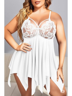 Anvelle Lingerie Anvella Büyük Beden Beyaz  Gecelik