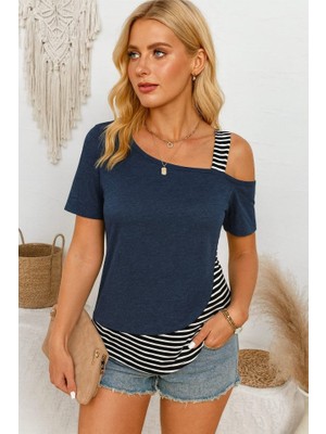 Arben Boutique Kadın Kısa Kollu Omuzdan Askılı Viskon Bluz