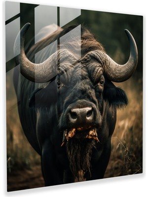 Popcas Buffalo Doğa Fotoğrafçılığı Cam Tablo - Ev Dekorasyonu Duvar Dekorasyonu