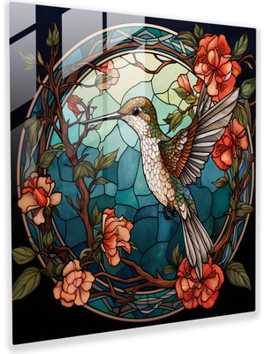 Popcas Kolibrili Cam Tablo - Canlı Renkler Modern Sanat