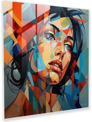 Popcas Cubist Rhapsody Cam Tablosu - Modern Portre Kübizm Cam Duvar Sanatı