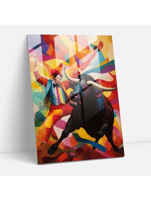 Popcas Pablo Picasso Tarzı Duvar Dekorasyonu - Dramatik Savaş ve Boğa Modern Sanat Kanvas Tablosu