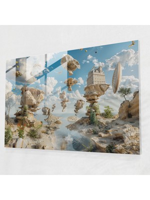 Popcas Sürreal Manzara Cam Tablo Sanatı - Salvador Dali Modern Sanat Cam Tablo