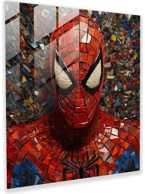 Popcas Önerilen Başlık: Spider Man Mozaik Cam Tablo - Karmaşık Portre Ev Dekorasyonu