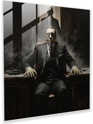 Popcas Baba Cam Tablo Baskı - Baba Modern Sanat Cam Tablo Mafya Patronu