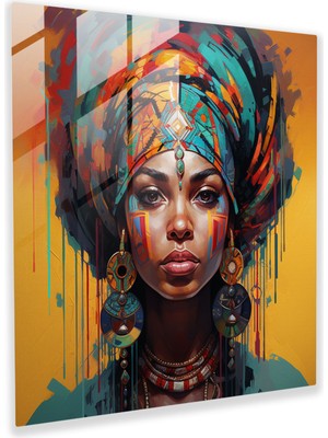 Popcas Basquiat Ilhamlı Cam Tablo - Şehir Portresi - Canlı Renkler Ev Dekorasyonu Cam Duvar Sanatı