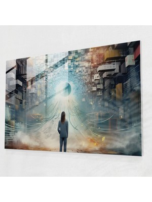 Popcas Blockchain Cam Sanatı - Duvar Dekorasyonu Modern Sanat Ev Dekorasyonu