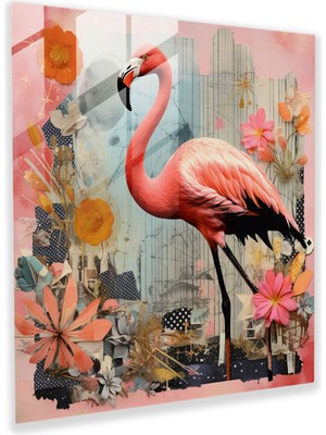 Popcas Retro Flamingo Cam Tablo - Flamingo Cam Sanatı Ev Dekorasyonu