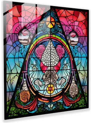 Popcas Pink Floyd Cam Tablo - Leke Cam Pencere - Ev Dekorasyonu Cam Sanatı