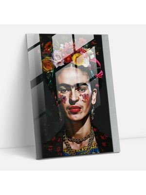 Popcas Frida Kahlo Tarzı Cam Tablo - Frida Kahlo Eserleri Cam Sanatı Duvar Dekorasyonu Ev Dekorasyonu