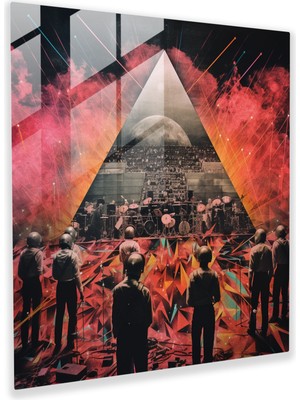 Popcas Pink Floyd Cam Tablo - Efsanevi Konser Montajı - Ev Dekorasyonu Duvar Dekorasyonu Pink Floyd Cam Tablo