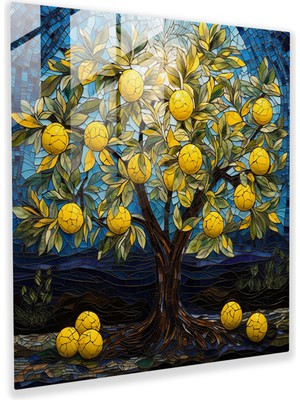 Popcas Sürreal Limon Ağacı Cam Tablo - Duvar Dekorasyonu