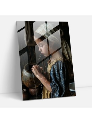 Popcas Johannes Vermeer Duvar Dekorasyonu - Cam Tablo Sanat Johannes Vermeer Cam Sanatı