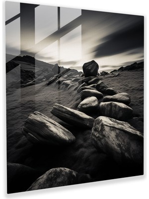 Popcas Rolling Stones Cam Tablo - Ev Dekorasyonu Siyah Beyaz Fotoğraf