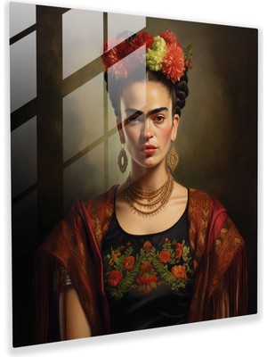 Popcas Gerçekçi Frida Kahlo Cam Tablo - Frida Kahlo Cam Sanatı Ev Dekorasyonu
