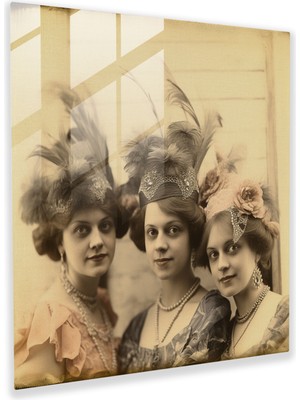 Popcas Vintage Şıklık Flamingo Cam Tablo - Flamingo Cam Duvar Sanatı Tüy Aksesuarları