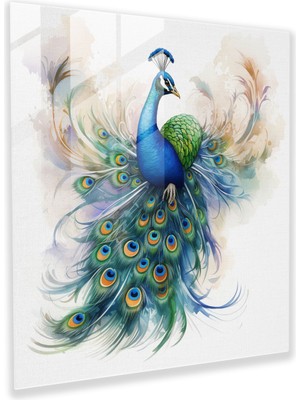 Popcas Majestic Feathers Cam Tablo - Tüy Cam Sanat Suluboya Illüstrasyon
