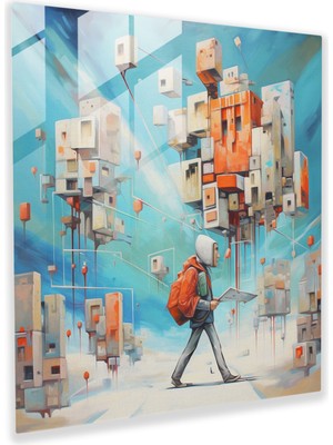 Popcas Hermes Cam Tablo - Geleceğin Habercisi - Ev Dekorasyonu Cam Sanatı Mitoloji