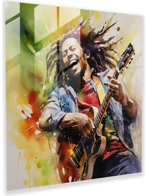 Popcas Bob Marley Cam Tablosu - Müzik Canlı Renkler Duvar Süsü