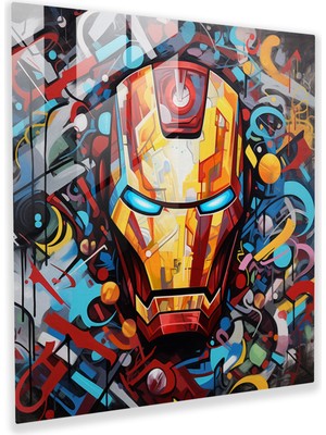 Popcas Marvel Cam Tablo - Soyut Graffiti Sanatı - Marvel Logoları Duvar Dekorasyonu Soyut Graffiti Eseri