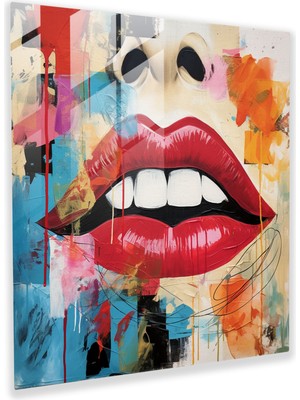 Popcas Renkli Öpücükler Cam Tablo - Öpücük Duvar Dekorasyonu Çeşitlilik Soyut