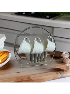 6 Kancalı Şık Fincan Askılığı | Bardak Standı Kahve Fincanı Standı Fincanlık