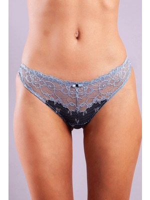 Marsilyan Golshan Gilda Mini Slip, Kadın Dantelli Mavi Külot