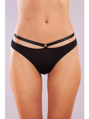 Marsilyan Golshan Gorbus Mini Slip, Kadın Micro Bel Şeritli Siyah Renkli Külot