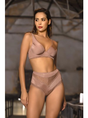 Marsilyan Golshan Giorgia Control Slip,yüksek Bel Kadın Dantelli Vizon Külot