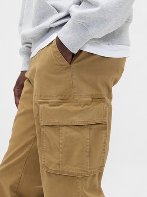 Gap Erkek Bej GapFlex Straight Kargo Washwell™ Pantolon
