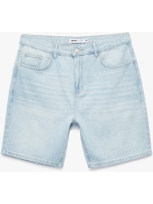 Pamuklu Normal Bel Rahat Kesim Bermuda Jean Şort