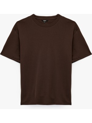 Kısa Kollu Bisiklet Yaka Pamuklu Basic Oversize Spor Tişört