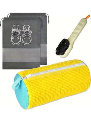 Pratikus 3’lü Ayakkabı Yıkama Seti – Büyük Boy Fermuarlı Yıkama Torbası, Ayakkabı Taşıma Torbası ve Temizlik Fırçası