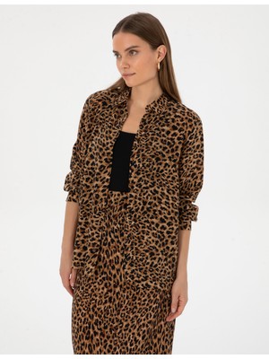 Pierre Cardin Kadın Camel Comfort Fit Uzun Kollu Gömlek 50313664-VR015