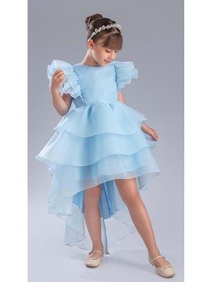 Kız Çocuk Kuyruklu , Taçlı Vragia Abiye Elbise M00745